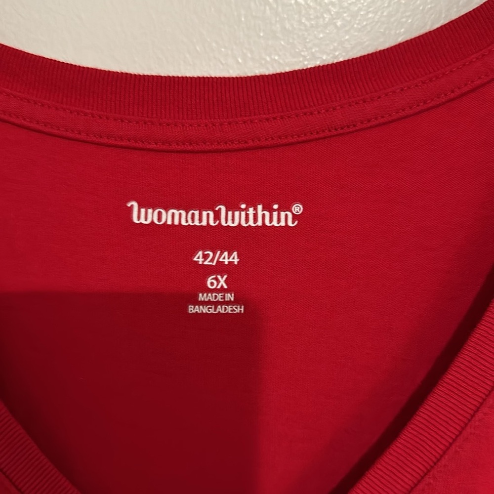 Women Within 6X (42–44) Plus Red t-shirt, 100% cotton - Picture 2 of 5
